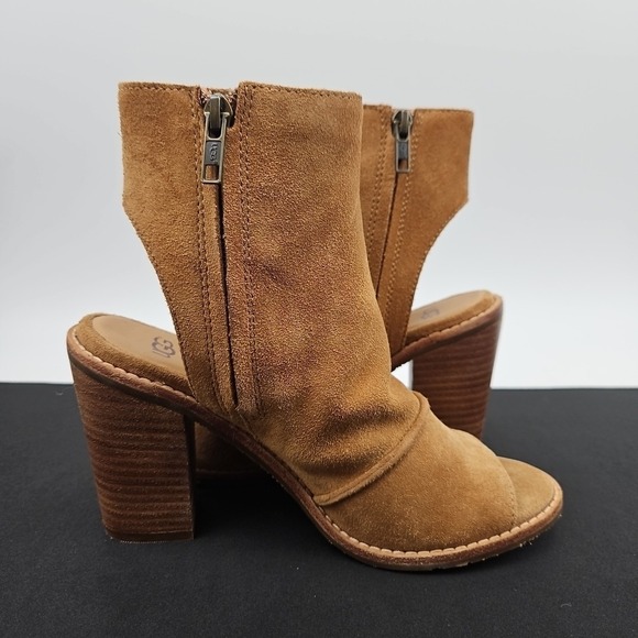 UGG Valencia Peep Toe Heeled Ankle Boots Booties Women's Size 7 New - Picture 6 of 8